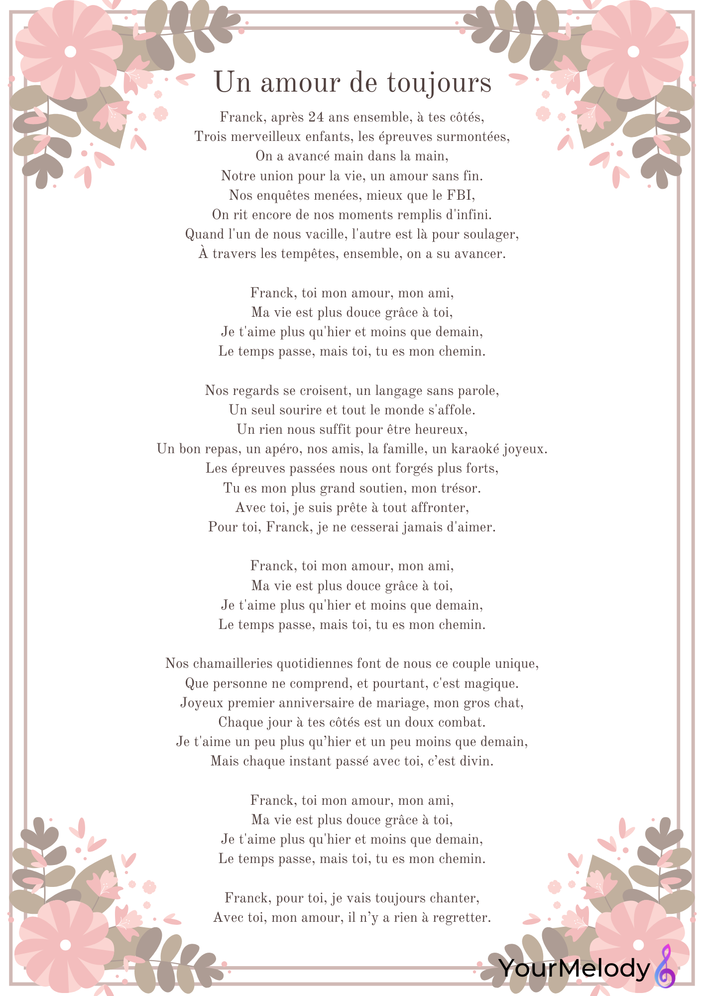 Custom Printable Lyrics